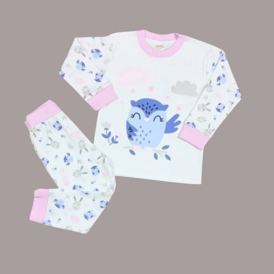 Owl pink-white and blue