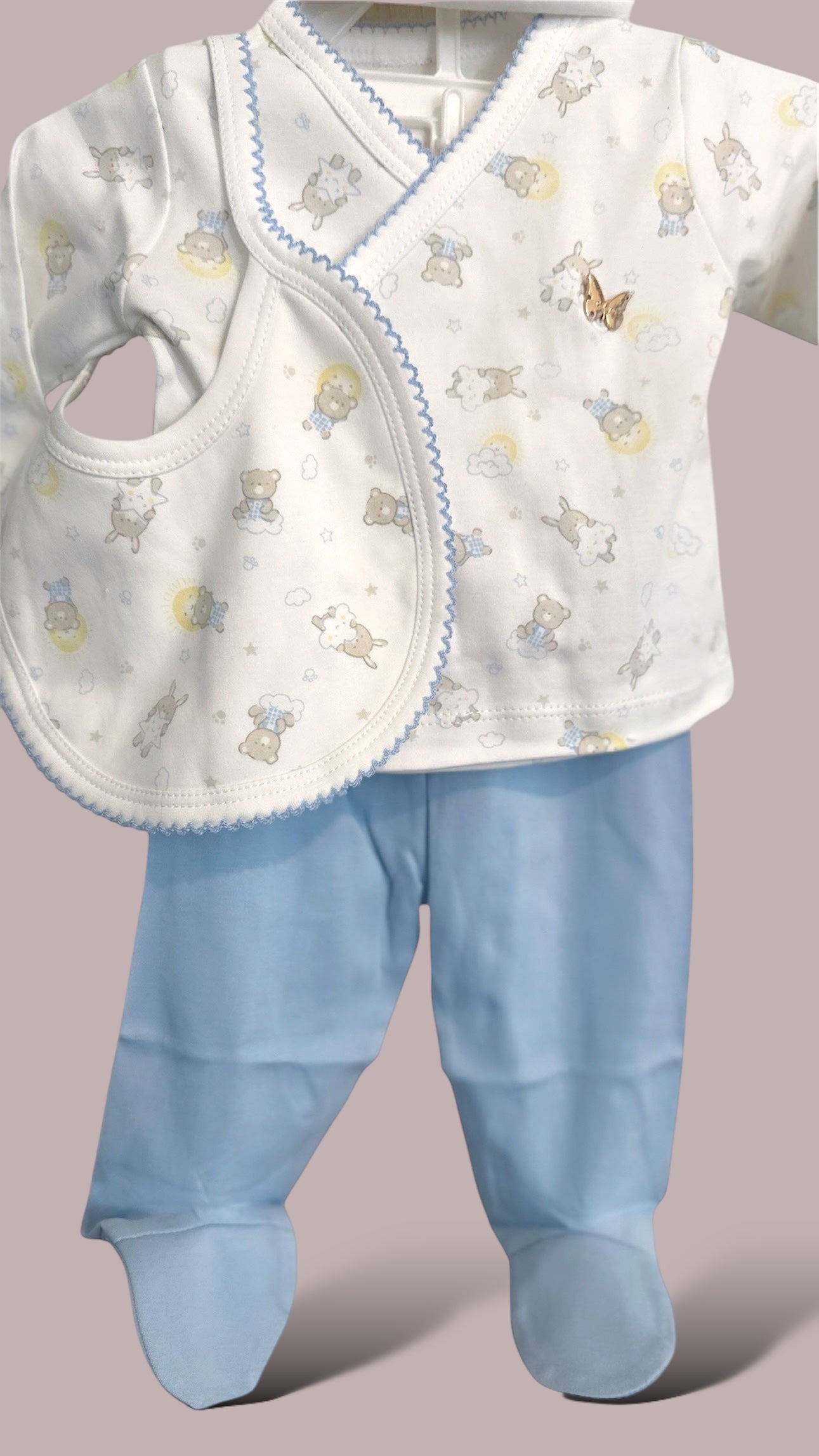 Pima cotton 4-piece bib ensemble baby