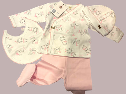 Pima cotton 4-piece bib ensemble baby