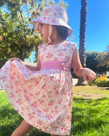 2-piece flower, cotton candy pink hat and dress.