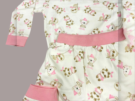 Two-piece pajama panda pink