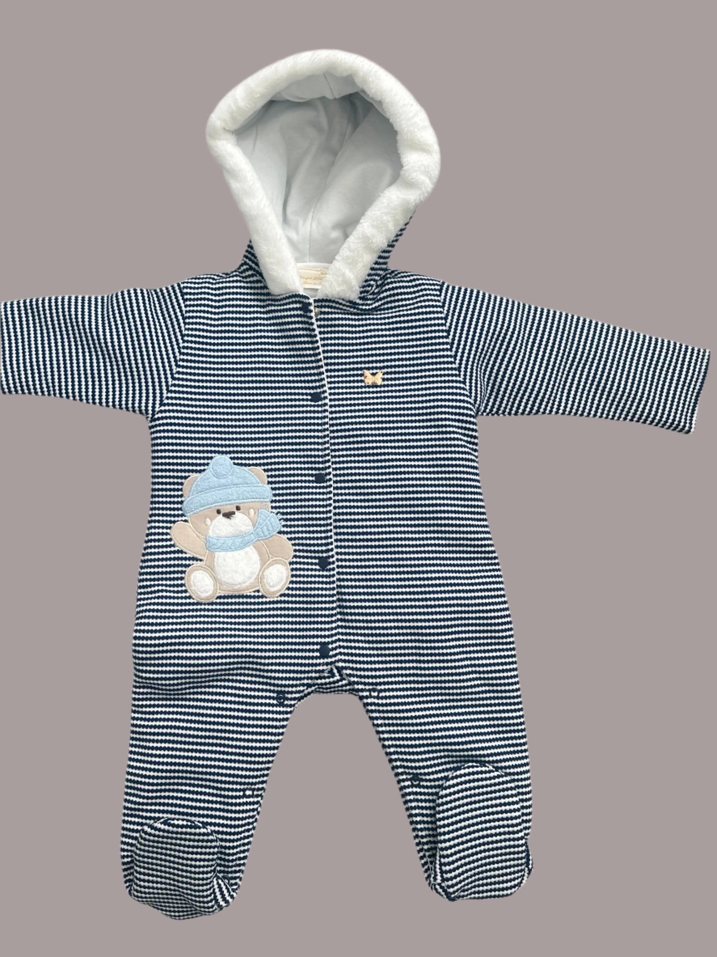 Baby Girl/Boy Cute Bear-Penguin Warm Fleece Hooded Jumpsuit