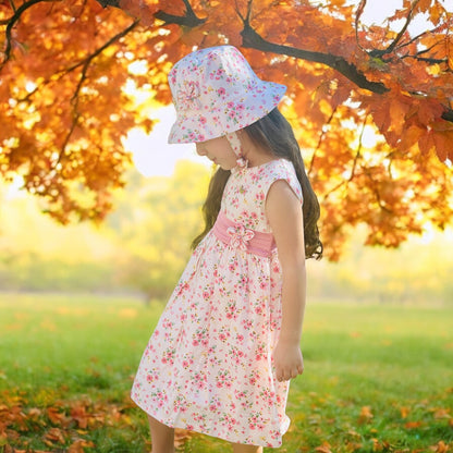 2-piece flower, cotton candy pink hat and dress.