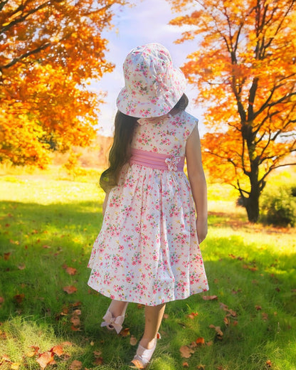 2-piece flower, cotton candy pink hat and dress.