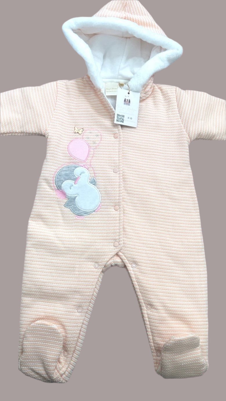 Baby Girl/Boy Cute Penguin Warm Fleece Hooded Jumpsuit