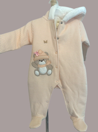 Baby Girl/Boy Cute Bear-Penguin Warm Fleece Hooded Jumpsuit